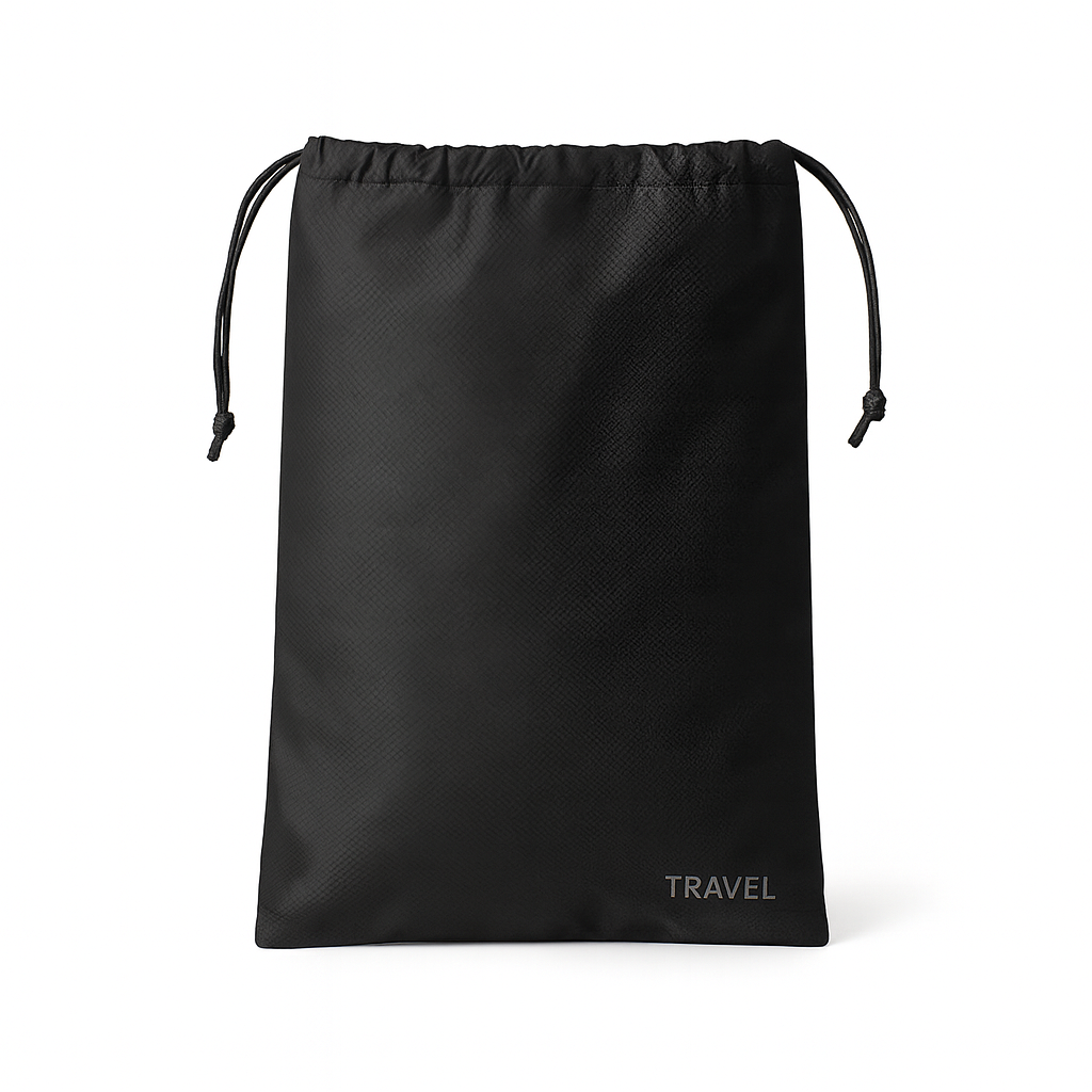 Black laundry bag in packing cube set