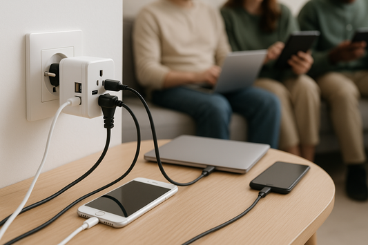 Are universal adapters recommended for group travel with shared devices?