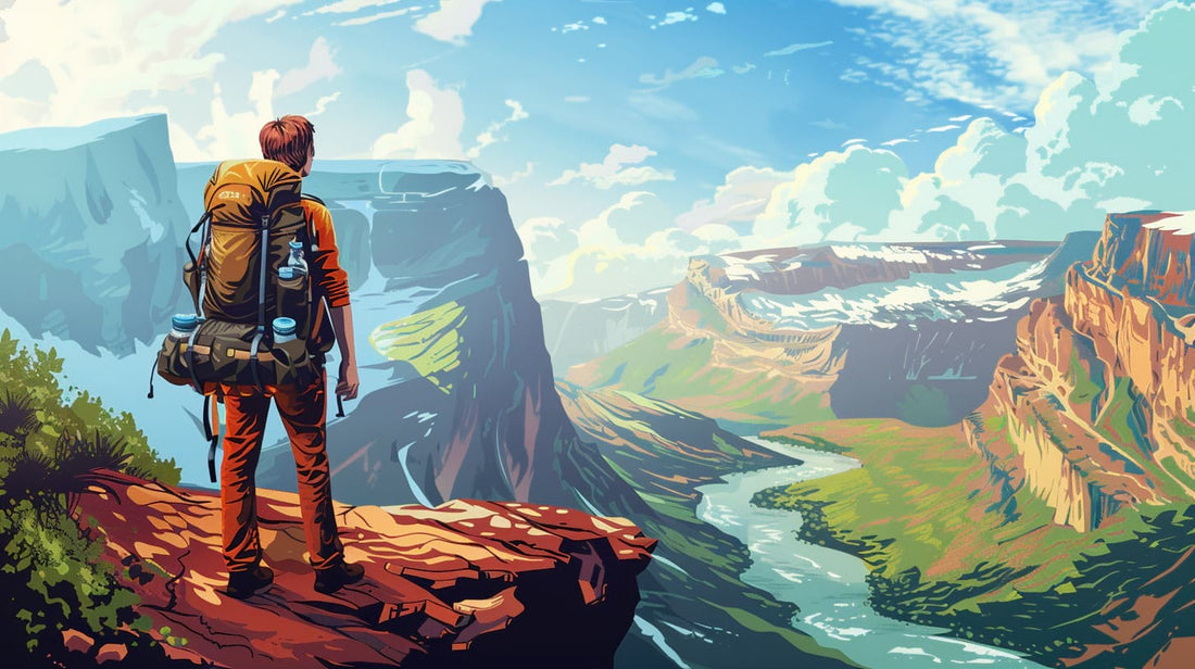 Backpacker Overlooking landscape while traveling Europe
