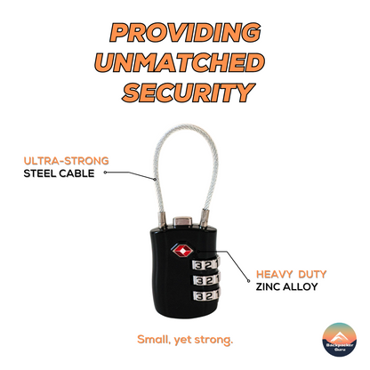 The material of a black luggage lock offering high security.