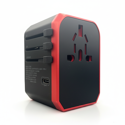 Red and Black Universal Adapter for Backpackers