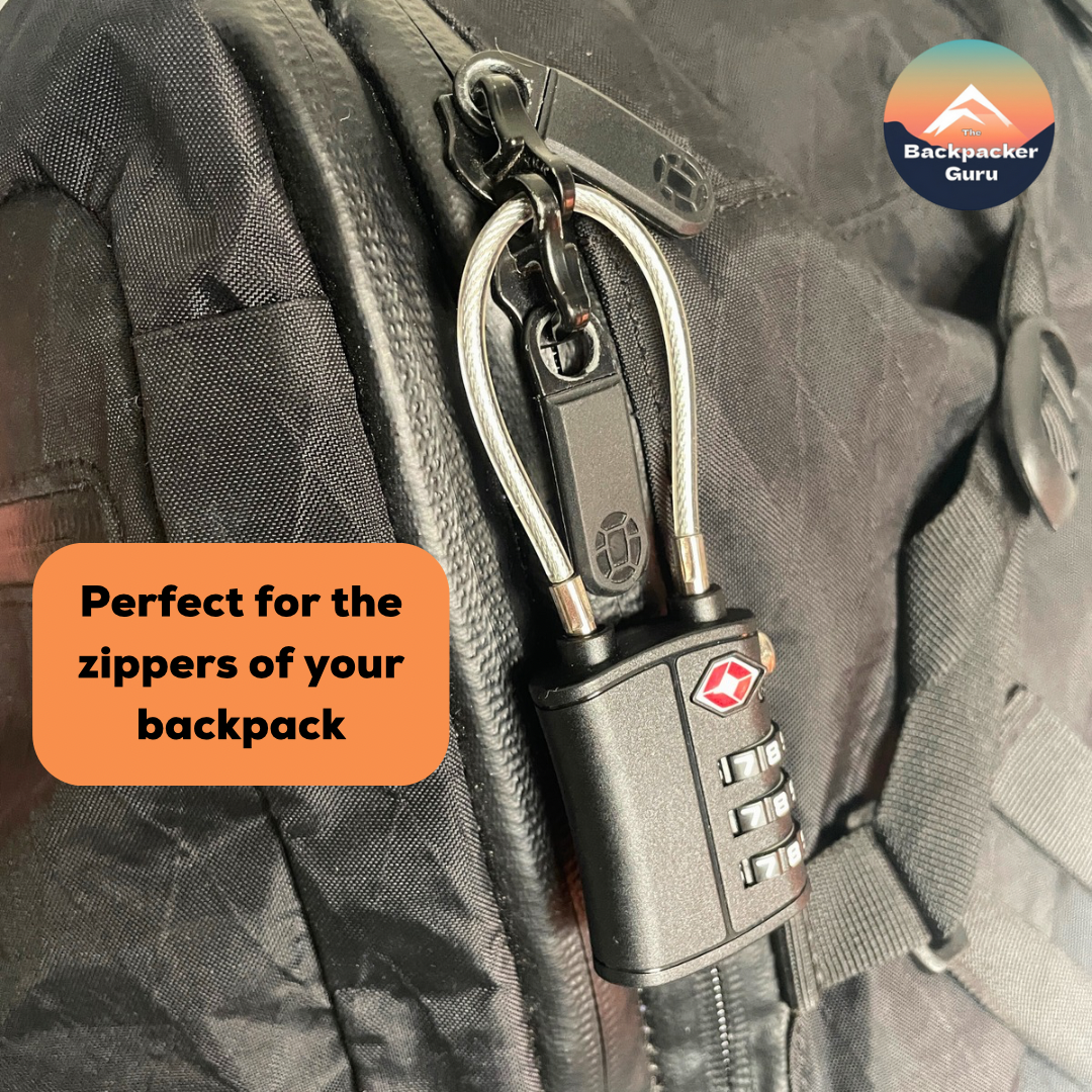 Luggage lock in the zippers of a backpack