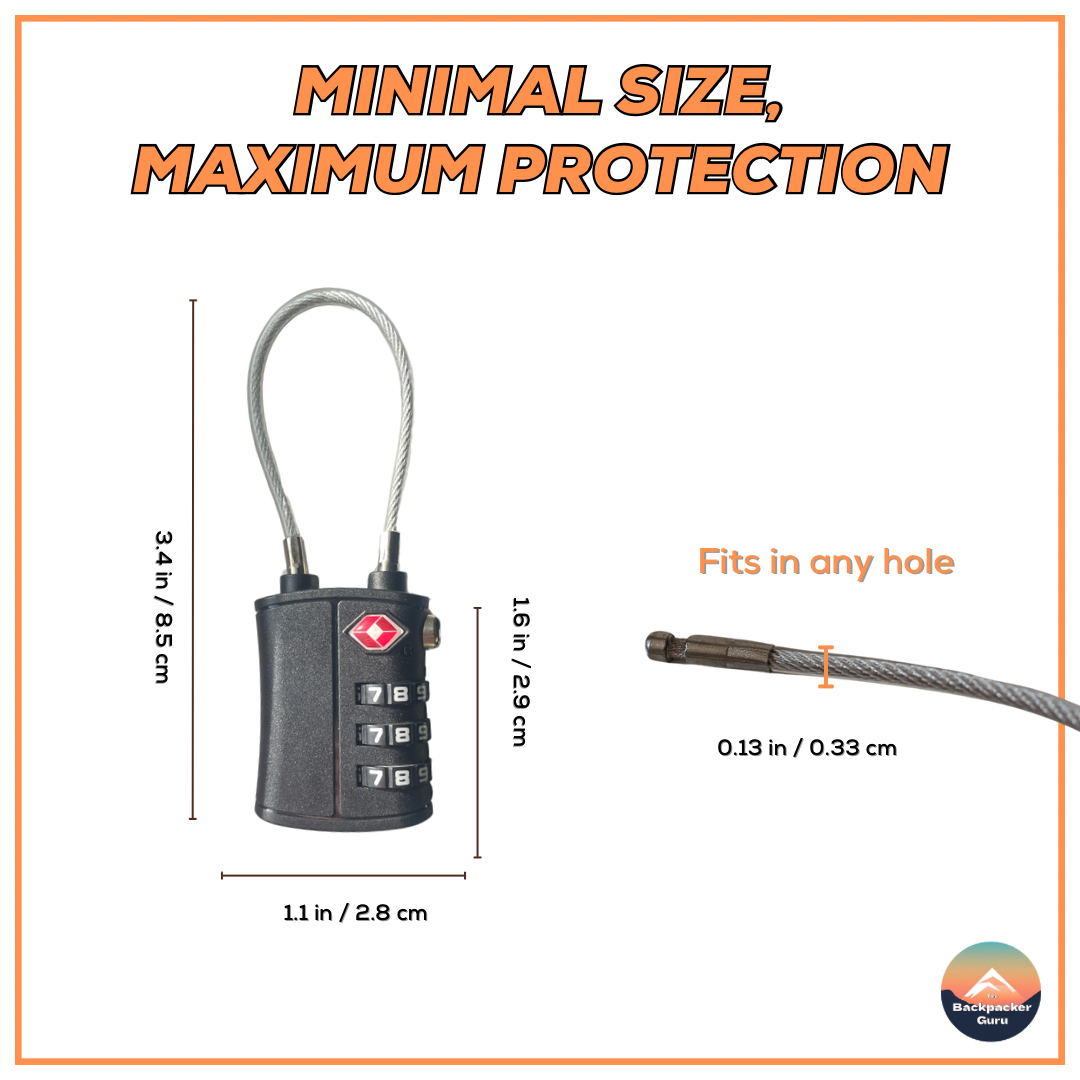 The size of a luggage lock