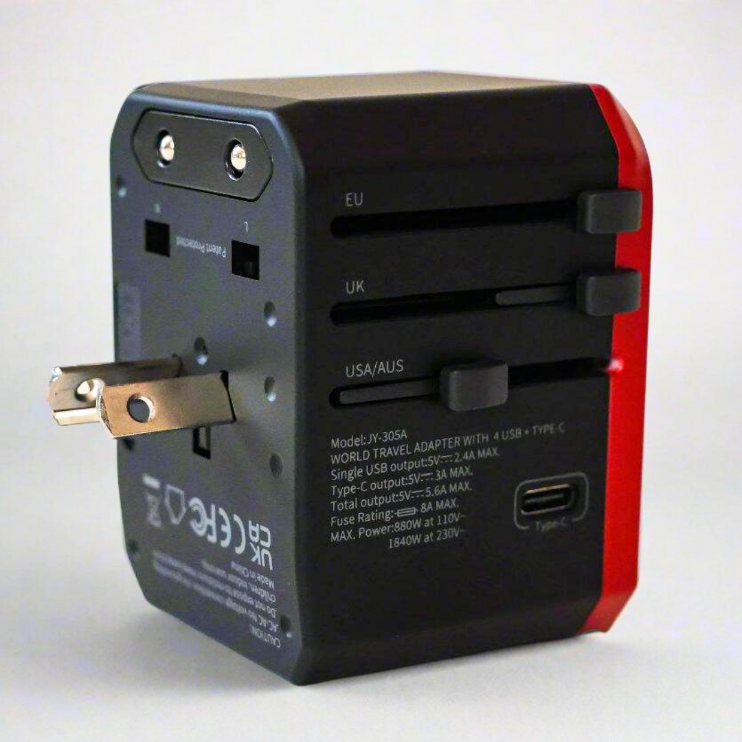 Universal adaptor in the AUS mode for frequent travelers.